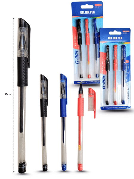 P - 152 pluma gel 3 pzas azul rojo y negro en blister C/20 B2717