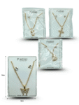 S - 017 collar dije brillos diseño surtido con par de broqueles dorado C/12 XH7135