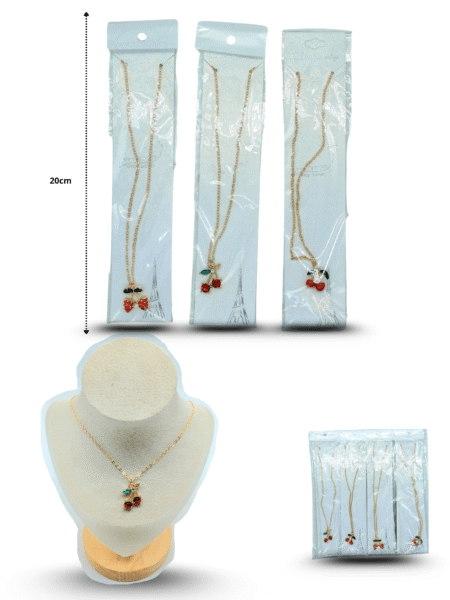 S - 444 collar frutos rejos fresas y cerezas C/12 XH7142
