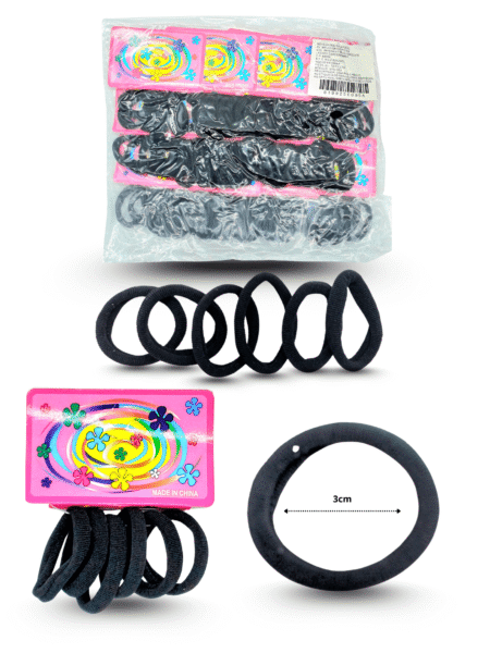 V - 040 liga licra 3cm negra set 6 pzas C/12 UYA-80A