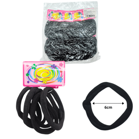 V - 072 liga licra grande set 6 pzas color negro 6cm C/12 XH5094