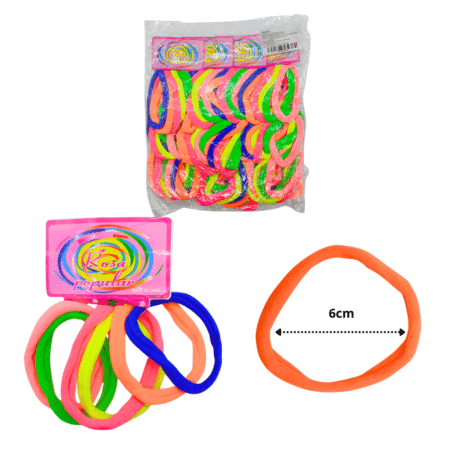 V - 074 liga licra grande set 6 pzas colores fosfos 6cm C/12 XH5094