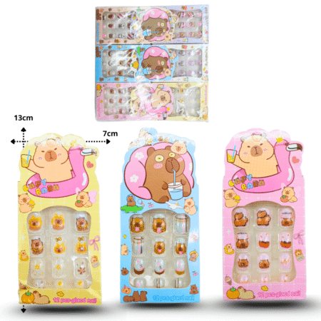 W - 011 uña infantil decorada capy bara C/12 AG507