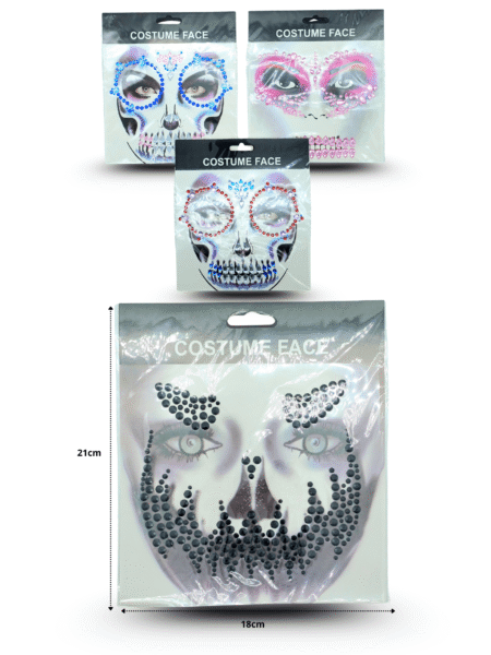 Y - 009 sticker facial Halloween con joyas C/12 24-Q30