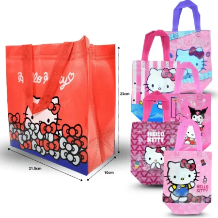 B - 010 bolsa plastificada decorada Kitty 23.5x21.2x10cm C/12 24-R32 C12