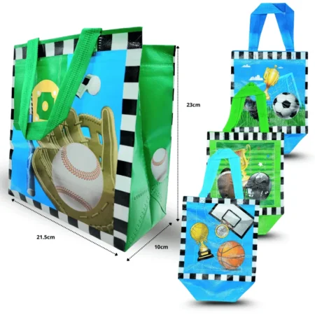 B - 050 bolsa plastificada decorada sport 21.5x23x10cm C/12 XH6880