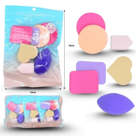 C - 002 esponja cosmética surtida en bolsa set 7pzas C/12 B33