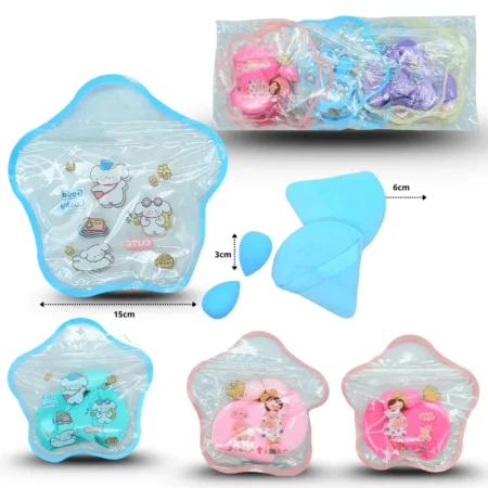 C - 021 esponja cosmética bombón mini y esponja plana set 4 pzas C/12  HLX-30