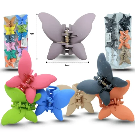F - 004 pinza mariposa mate 7cm colores tierra o vividos C/12 XL40-7
