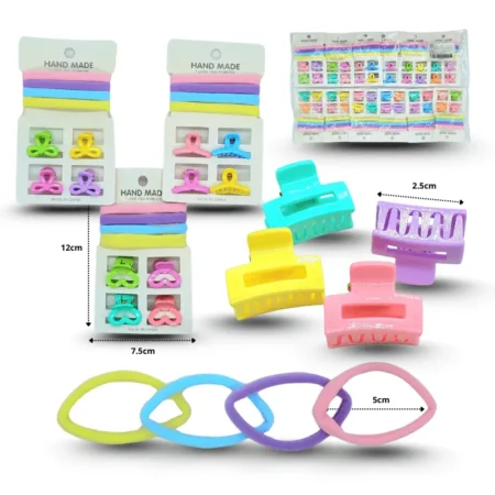 F - 026 pinza mini 2.5cm con liga licra 4 pzas set 8pzas C/12 XH6816