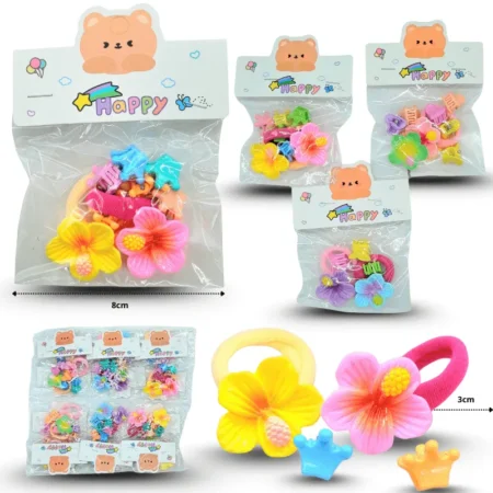 F - 041 piojitos figura con liga licra con flor loto set 10pzas C/12 7176