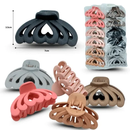 F - 046 pinza de cabello corazon ondas 7cm C/12 PIN-C01524