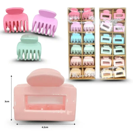 F - 058 pinza en caja colores pastel diferentes figuras 4.5cm C/12 XH7211