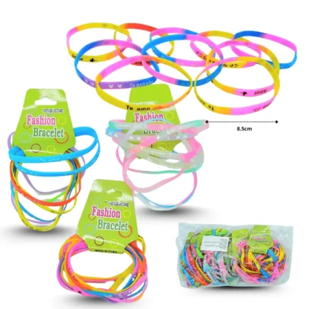K - 070 pulsera con mensajes diferentes colores set 10 pzas C/12 24-U31