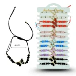 K - 084 pulsera hilo cristales con mariposa C/12 HLV-20