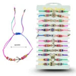 K - 085 pulsera hilo con cuentas colores dije surtido con brillos C/12 HLV-20