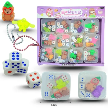L - 011 llavero capy bara y kuromi en caja con dados C/24 253R-38
