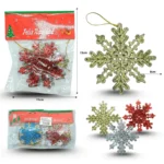 N - 014 adorno navideño copo de nieve set 3 pzas 8cm C/12 J3399