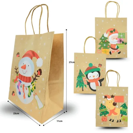 N - 038 bolsa navideña kraft 27x23x11cm C/12 J2169 o 26H-34
