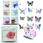 P - 112 mariposa con sticker para decoración calada colores surtidos  set 12 pzas C/12 25K67