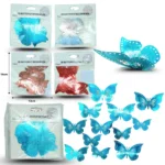 P - 115 mariposa con sticker para decoración jaspeada colores surtidos  set 12 pzas C12 25K68