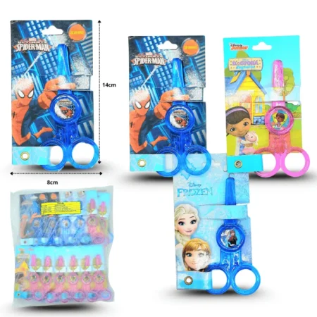 P - 210 tijera escolar plástica decorada personajes en blister C/24 ESC-03