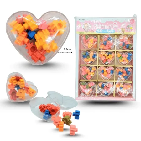 P- 307 goma borrador lego para armar en caja corazón C/24 12N-25