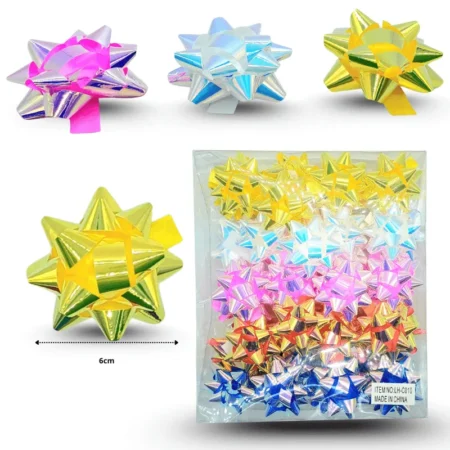 P - 636 moño para regalo en caja 6cm acabado metálico C/40 LH-C010