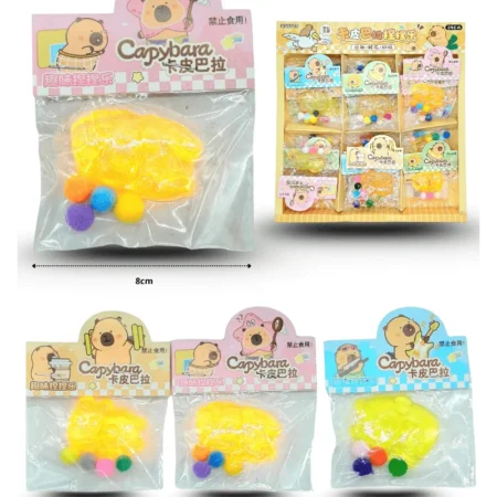 T - 019 squishy capy bara con pompones C/24 25D-80
