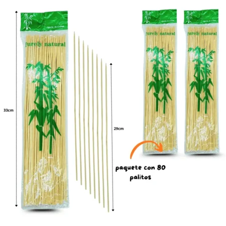 U - 009 palito de madera para brocheta delgado 29cm 88pzas C/10  1H-5