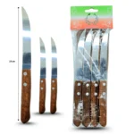 U - 037 cuchillo liso mango madera C/12 PEONIA PR-018