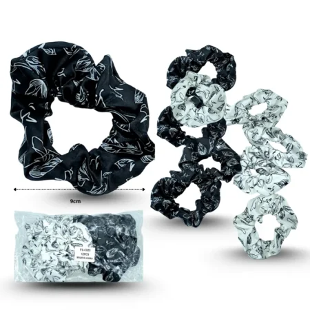 V - 020 dona satinada estampada blanca y negra C/12 FS-C025