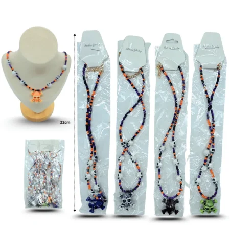 Y - 052 collar calabera con cuentas C/12 24Q-95