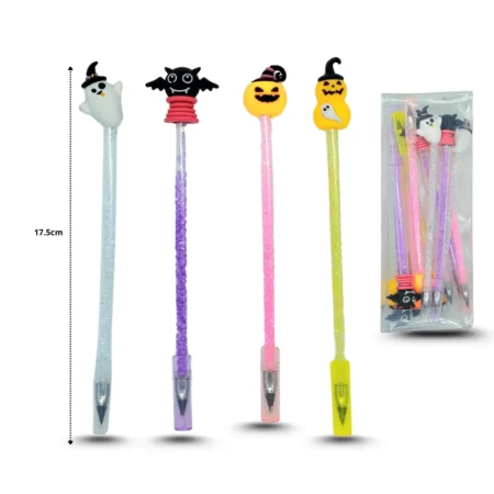 Y - 059 pluma con pedreria decorada Halloween C/12