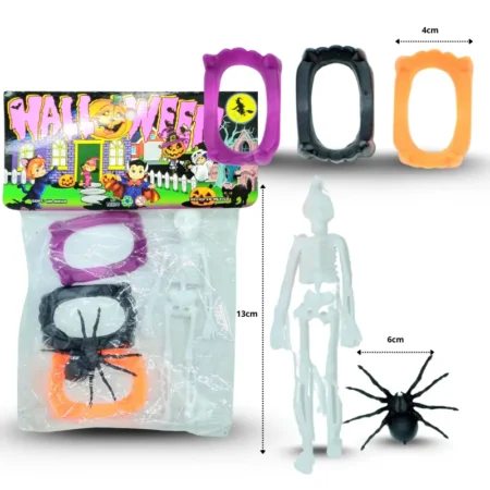 Y - 096 3 colmillos, esqueleto y araña set 5 pzas C/10 JUG MEL