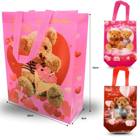 B - 021 bolsa plastificada con asa osos enamorados 26x32 C/12 30-78 o A20