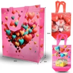 B - 025 bolsa plastificada con asa grande corazones 26x32cm C/12 A21