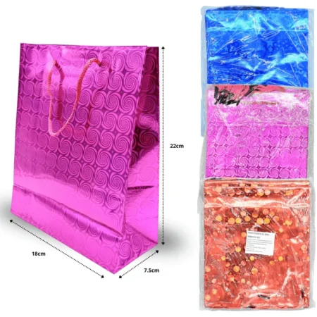 B - 040 bolsa de regalo acabado metalico un solo tono por paquete C/12 TE-0525
