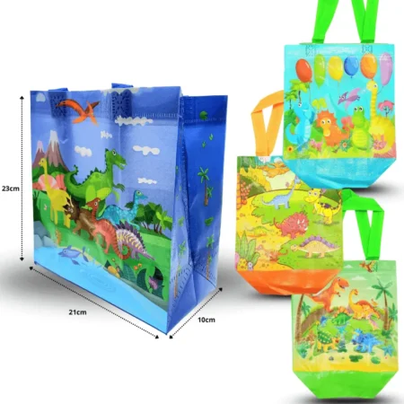 B - 051 bolsa plastificada con asa dinosaurios C/12 TE-2502D-17