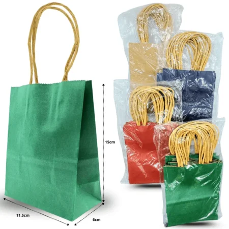 B - 071 bolsa de regalo kraft colores 11.5x15cm C/12 4H-1