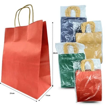 B - 072 bolsa de regalo kraft colores 21x26cm C/12 4H-4