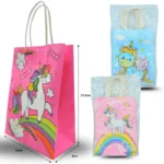 B - 074 bolsa de regalo decorada unicornio un solo modelo por paquete 16x21.5cm C/12 4H-16