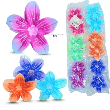 F - 047 pinza para cabello loto con pelalos marcados 8cm C/12 25P44