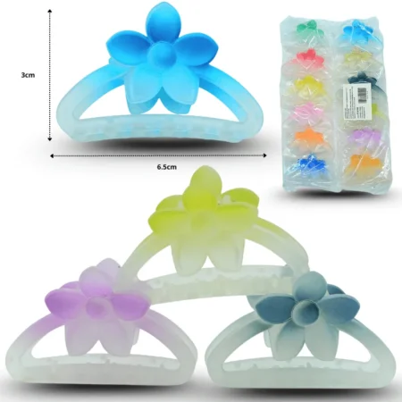 F - 109 pinza para cabello arco hielo con flor 6.5cm C/12 EEO189