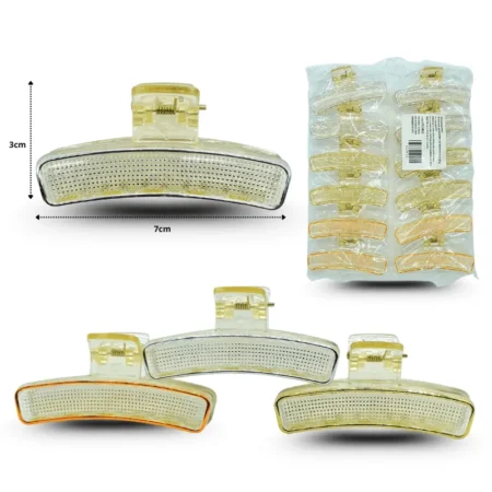 F - 114 pinza de cabello borde brillante 7cm C/12 EEO452