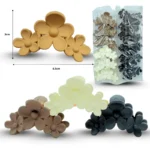 F - 115 pinza de cabello triple flor tierra 6.5cm C/12 EEO339