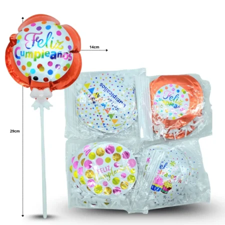 G - 006 globo autoinflable decorado con base redondo 13.5cm C/10 C1221A