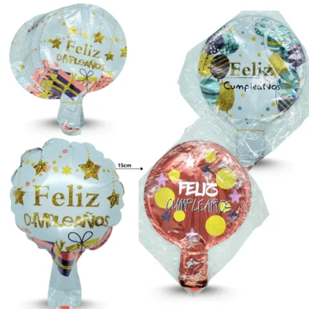 G - 008 globo feliz cumpleaños redondo  mini 14cm C/50 1027