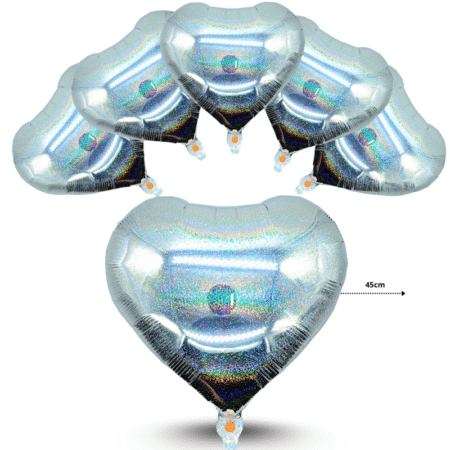 G - 069 globo corazón diamantado plateado C/50 1H-1