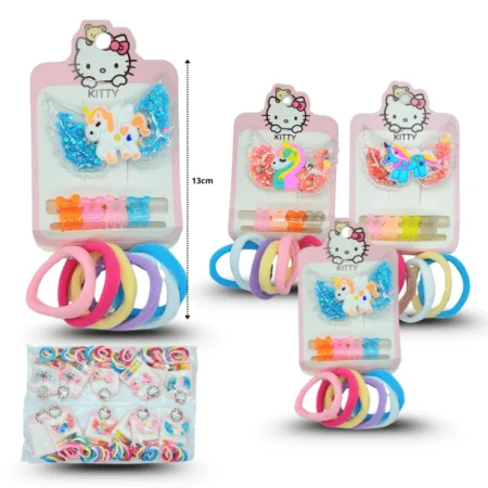 J - 009 pico capsula 4 piojitos y 6 liga licra set 11 pzas C/12 SP74